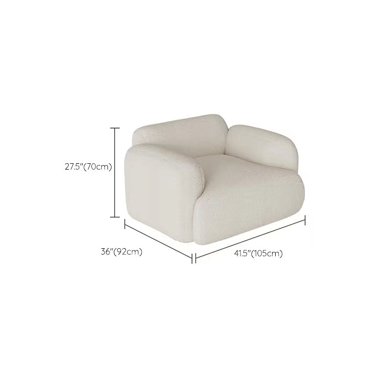 Scandinavian Seating White Fabric Living Room Recessed Arm Cushions Standard Sofa