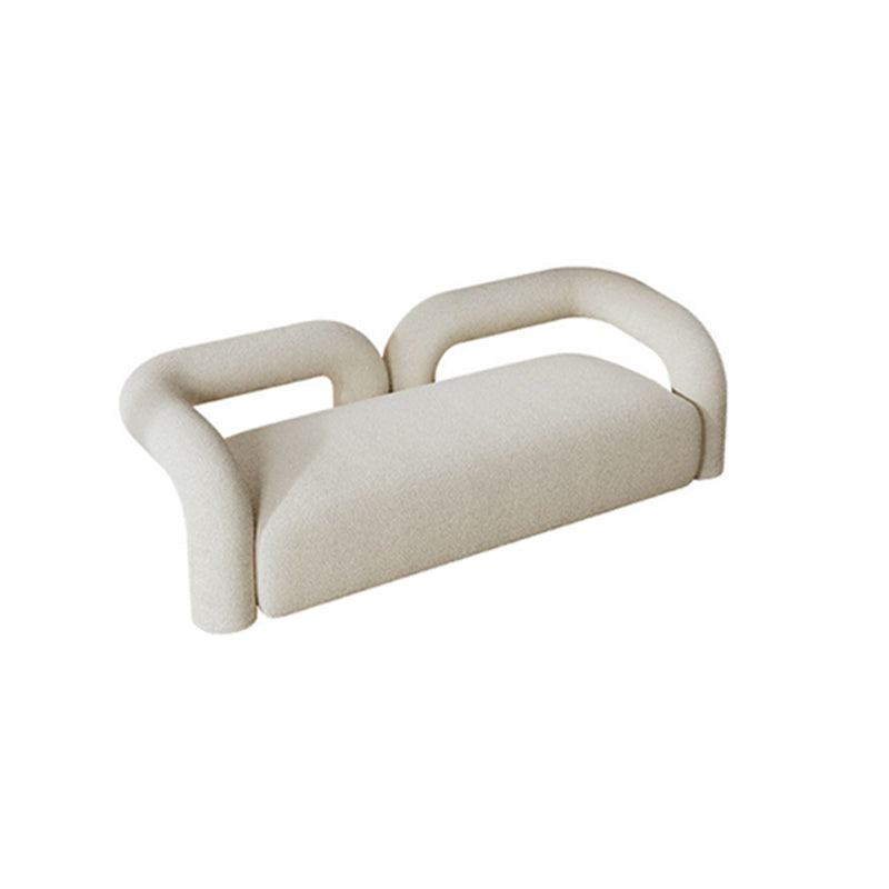 Scandinavian Settee White Cushions Tuxedo Arm Living Room Fabric Sofa