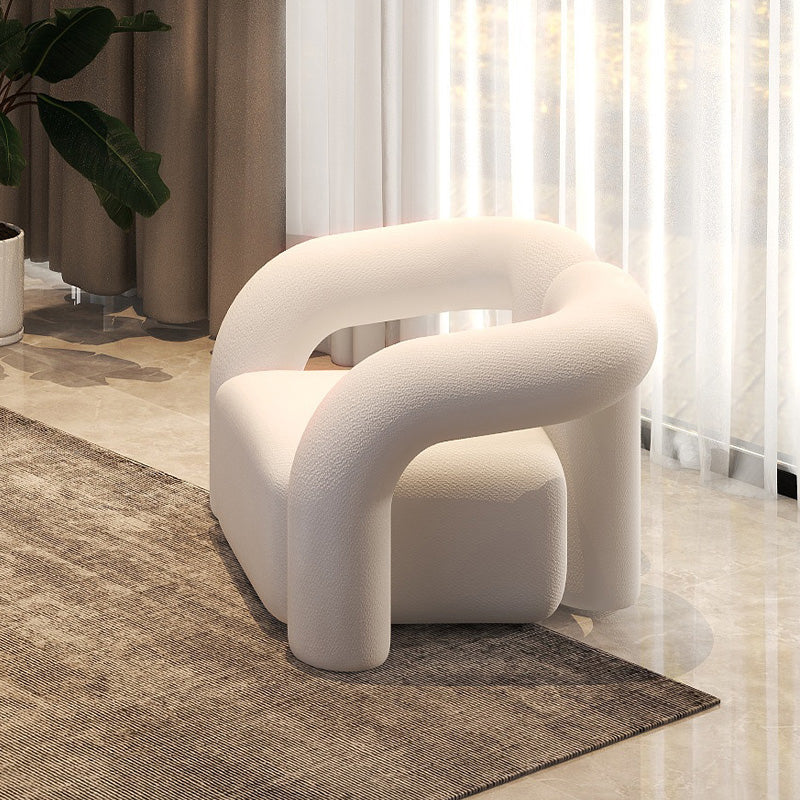 Scandinavian Settee White Cushions Tuxedo Arm Living Room Fabric Sofa