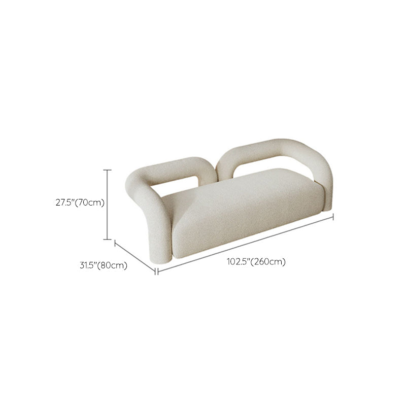 Scandinavian Settee White Cushions Tuxedo Arm Living Room Fabric Sofa
