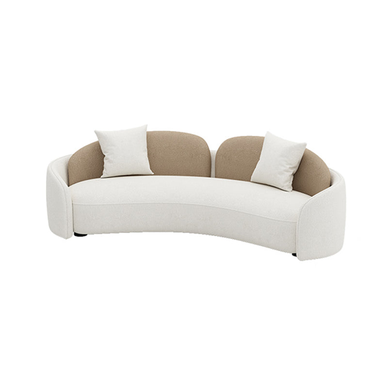 Scandinavian Settee Fabric Tuxedo Arm Cushions Living Room White Seating