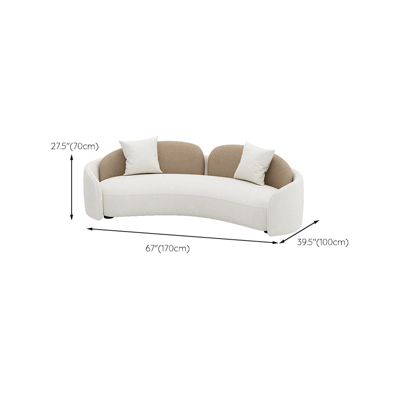 Scandinavian Settee Fabric Tuxedo Arm Cushions Living Room White Seating
