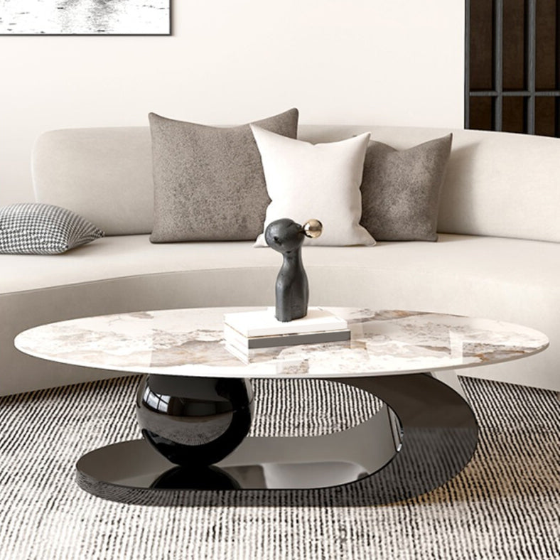 Glam Metal Abstract Base Cocktail Table Slate Top Coffee Table