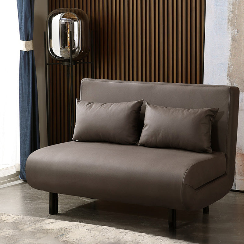 Contemporary Convertible Sofas with Tight Back in Faux Leather/Linen Blend