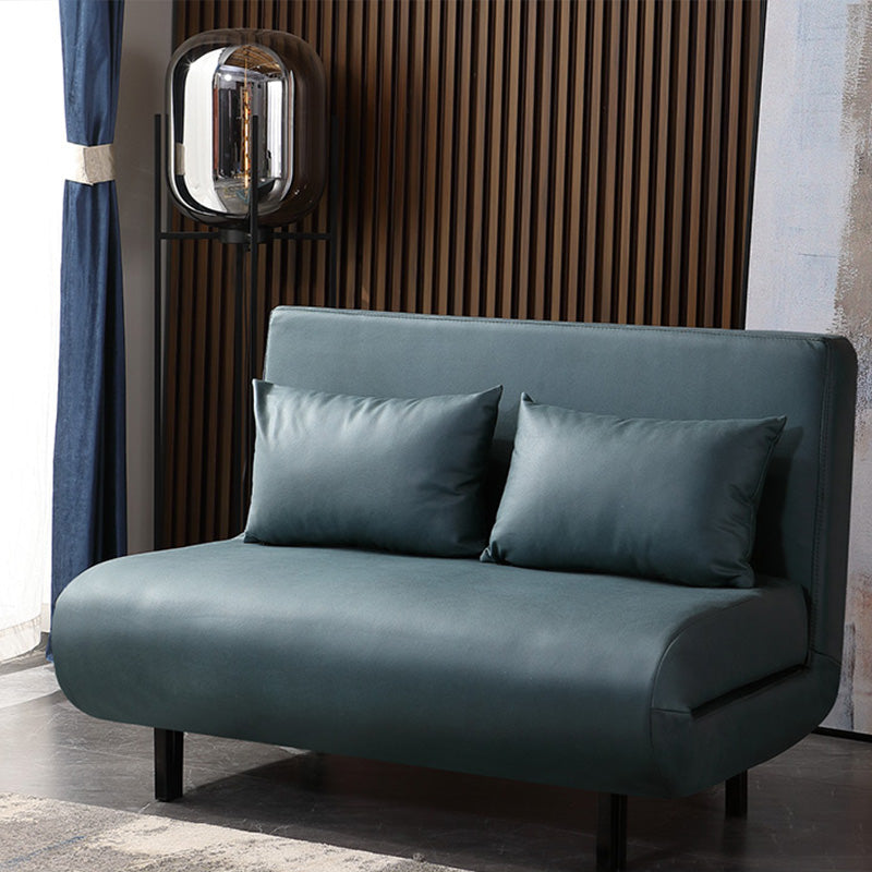 Contemporary Convertible Sofas with Tight Back in Faux Leather/Linen Blend