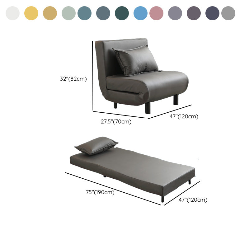 Contemporary Convertible Sofas with Tight Back in Faux Leather/Linen Blend