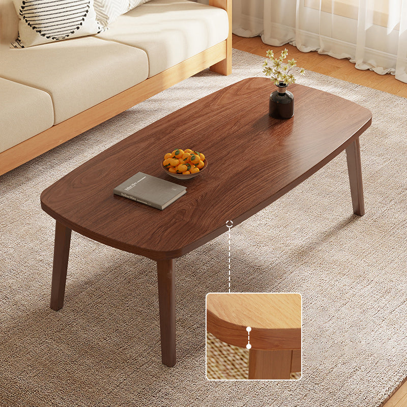 Simple Solid Wood Rectangular Coffee Table 4 Legs Folding Cocktail Table