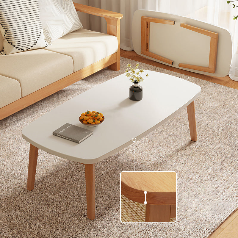 Simple Solid Wood Rectangular Coffee Table 4 Legs Folding Cocktail Table