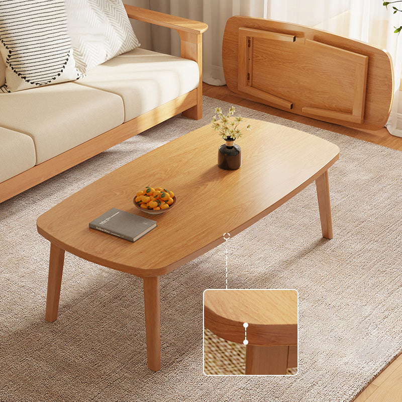 Simple Solid Wood Rectangular Coffee Table 4 Legs Folding Cocktail Table