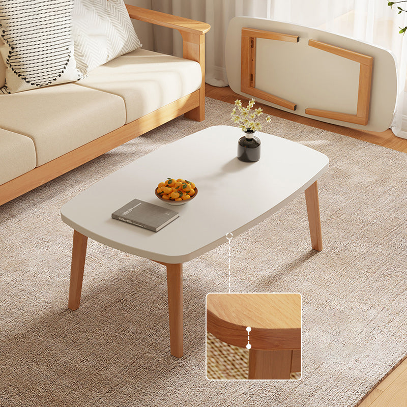 Simple Solid Wood Rectangular Coffee Table 4 Legs Folding Cocktail Table