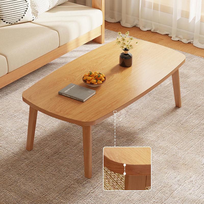 Simple Solid Wood Rectangular Coffee Table 4 Legs Folding Cocktail Table