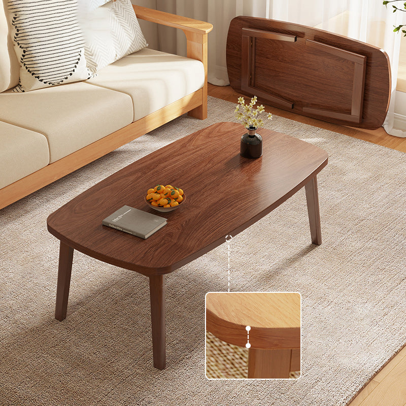 Simple Solid Wood Rectangular Coffee Table 4 Legs Folding Cocktail Table