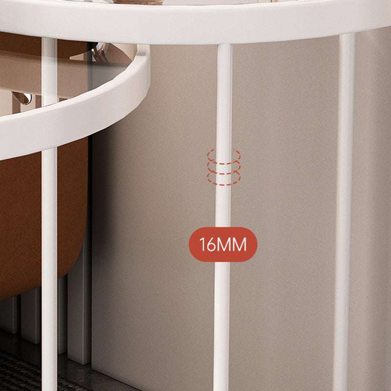 Minimalistic Coffee Table Round Glass Top Cocktail Table with Storage