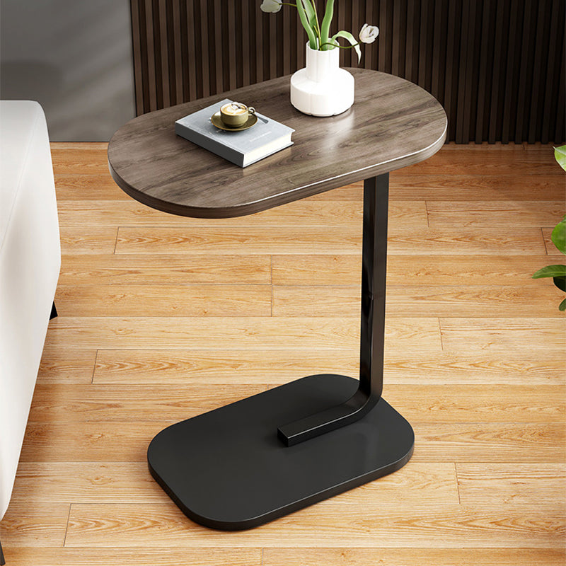 23.6" Tall C-shape End Table Wooden Accent Side Table for Living Room