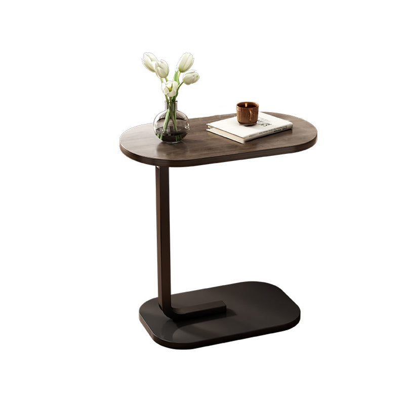 23.6" Tall C-shape End Table Wooden Accent Side Table for Living Room