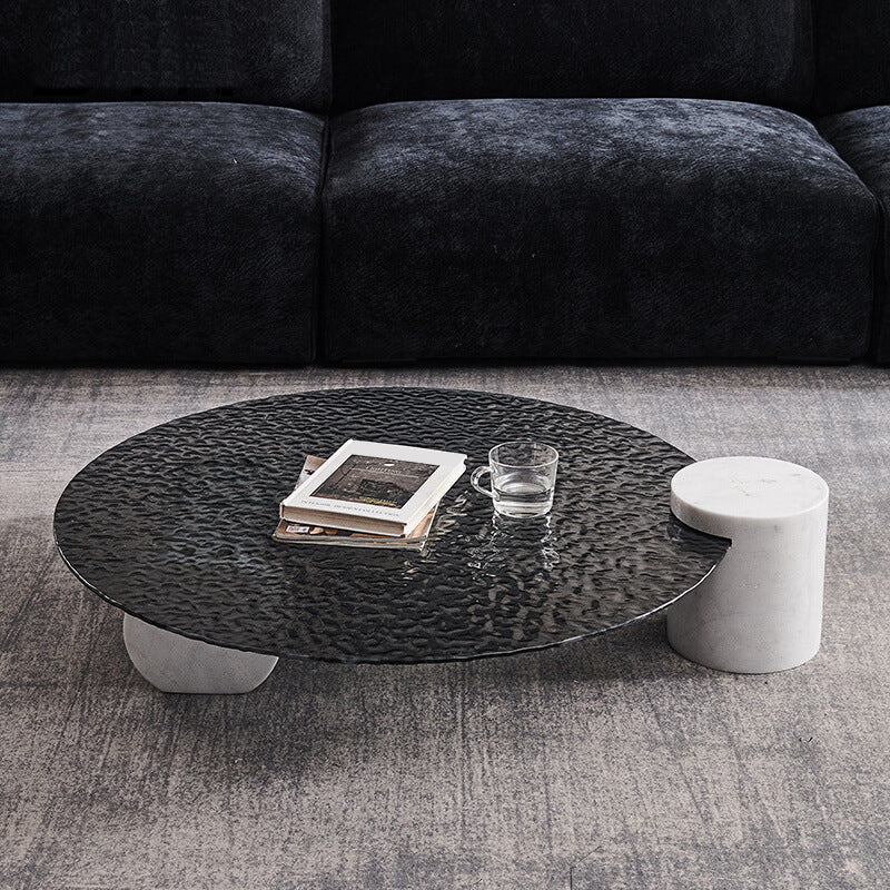 Glass Top Coffee Cocktail Table Abstract Coffee or End Table