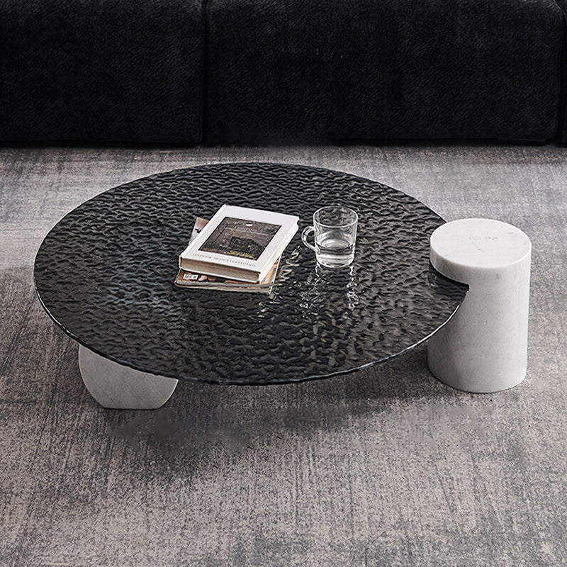 Glass Top Coffee Cocktail Table Abstract Coffee or End Table