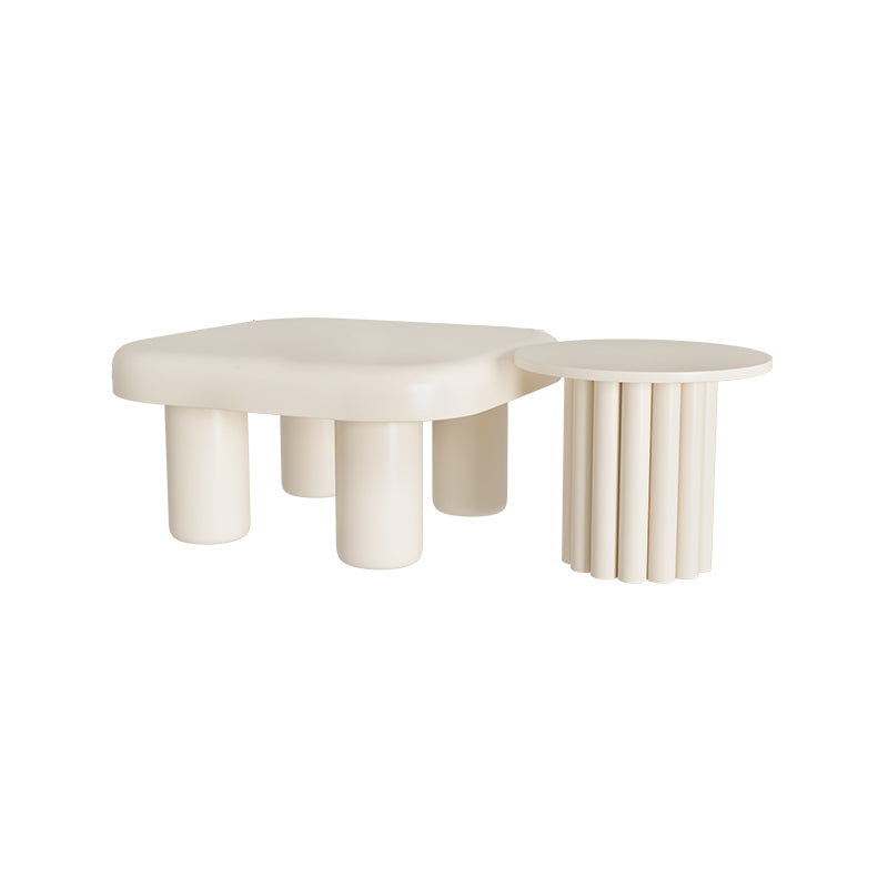 Contemporary Cocktail Table White Wooden Coffee Cocktail Table