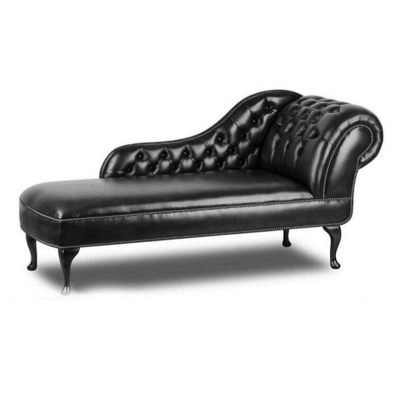 Traditional Upholstered Chaise Lounge Couch Leather Chaise Lounge Chair with Arms