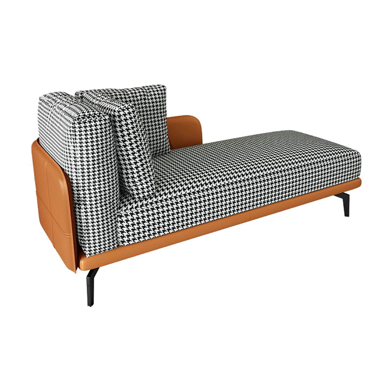 Contemporary Square Arms Accent Chair Fabric Houndstooth Chaise