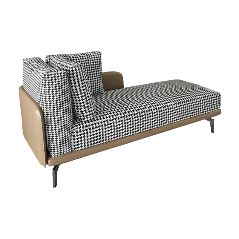 Contemporary Square Arms Accent Chair Fabric Houndstooth Chaise