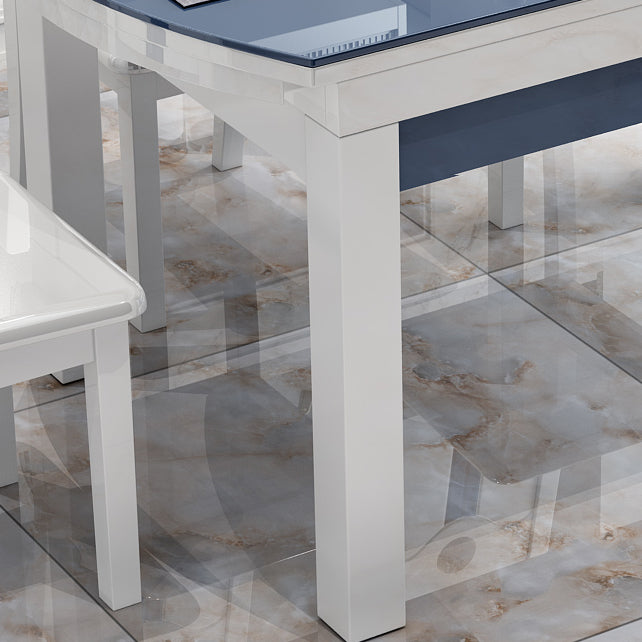 Modern Scalable Glass Desktop Metal Legs Dining Table for Dining Room
