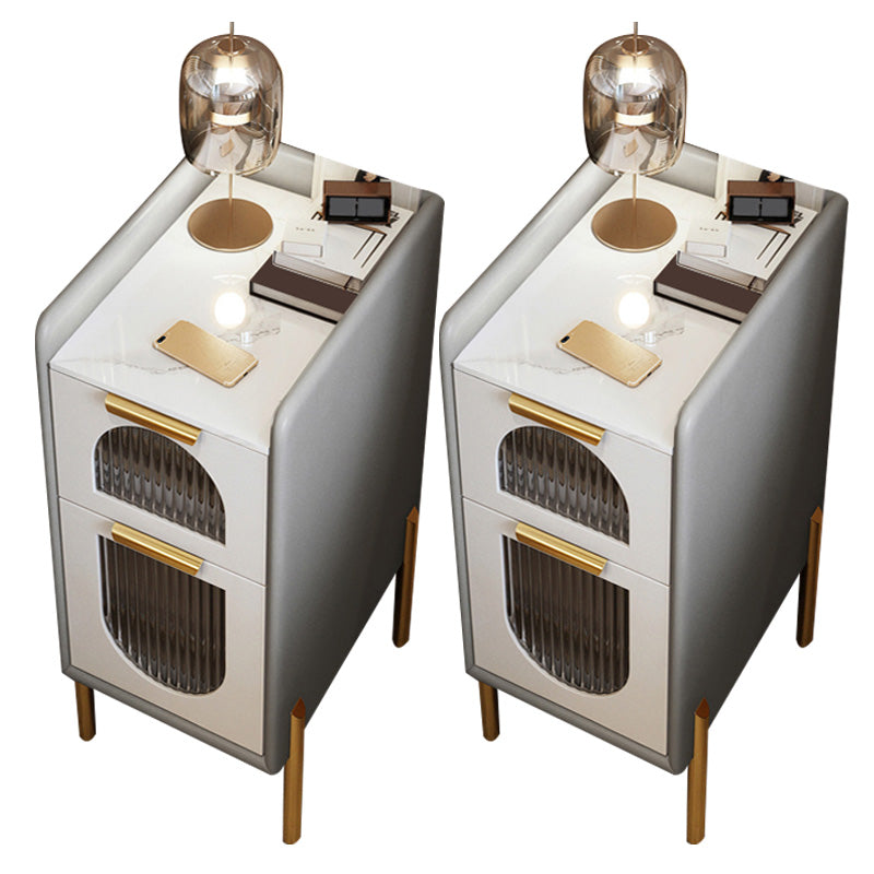 Modern Night Table Stone Accent Table Nightstand with Drawers