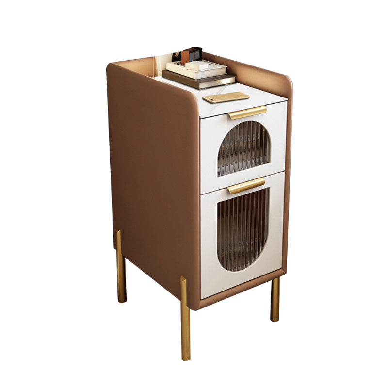 Modern Night Table Stone Accent Table Nightstand with Drawers