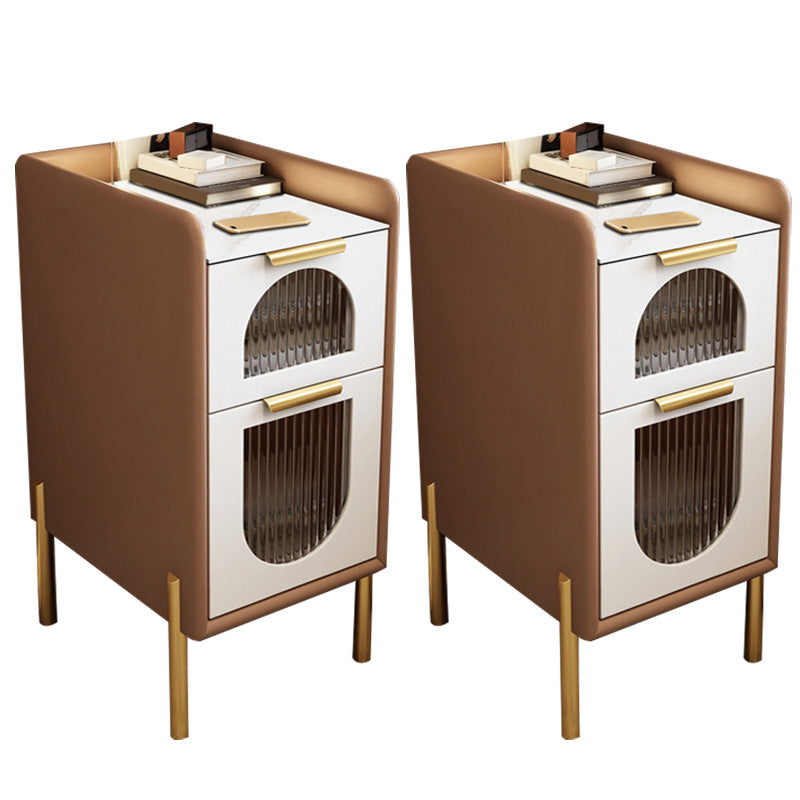 Modern Night Table Stone Accent Table Nightstand with Drawers