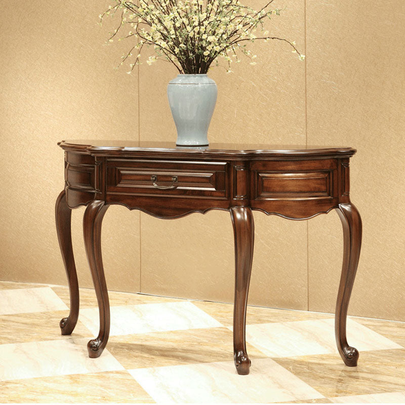 Free Form Shape Contemporary Console Table Brown Console Sofa Table for Hall