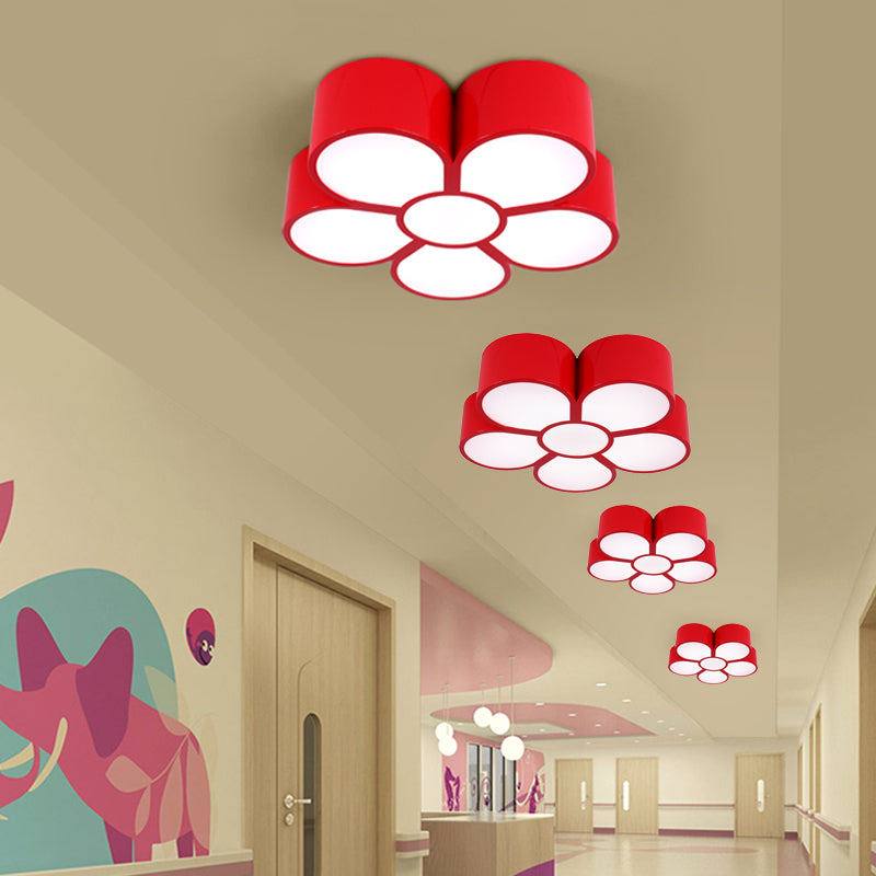 Yellow/Red/Pink Floral Ceiling Lighting Kids Style Acrylic LED Flush Mount Fixture for Living Room