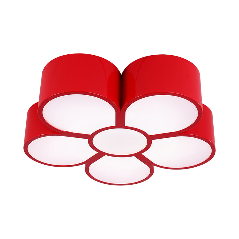 Yellow/Red/Pink Floral Ceiling Lighting Kids Style Acrylic LED Flush Mount Fixture for Living Room