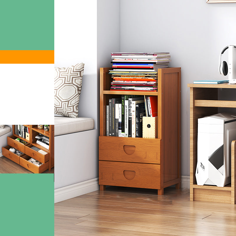 Closed Back Bamboo Bookshelf Contemporary Vertical Bookcase for Home