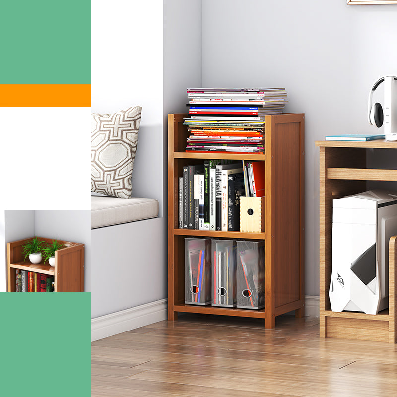 Closed Back Bamboo Bookshelf Contemporary Vertical Bookcase for Home