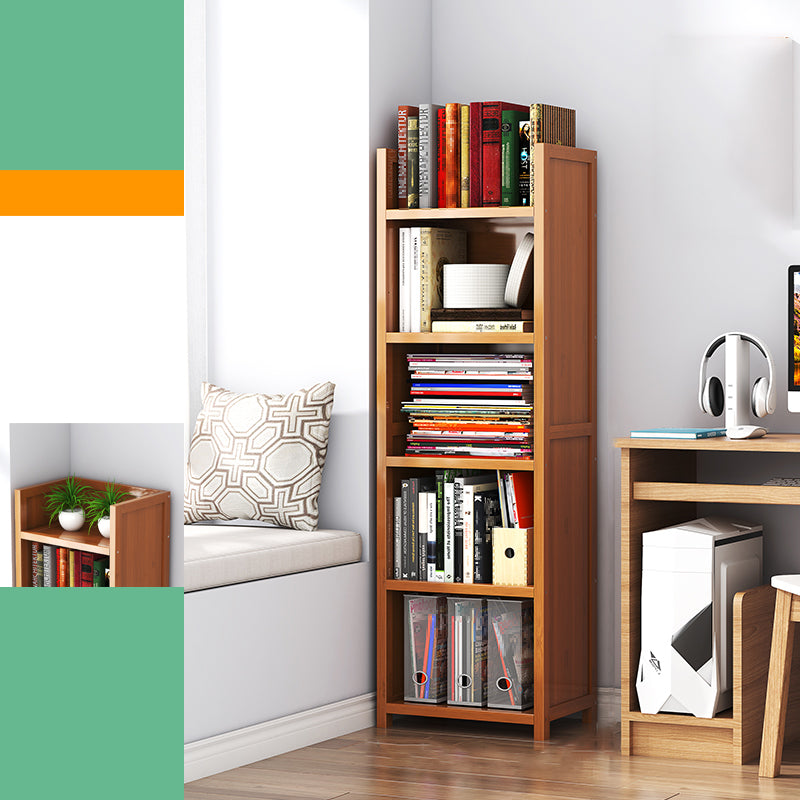 Closed Back Bamboo Bookshelf Contemporary Vertical Bookcase for Home