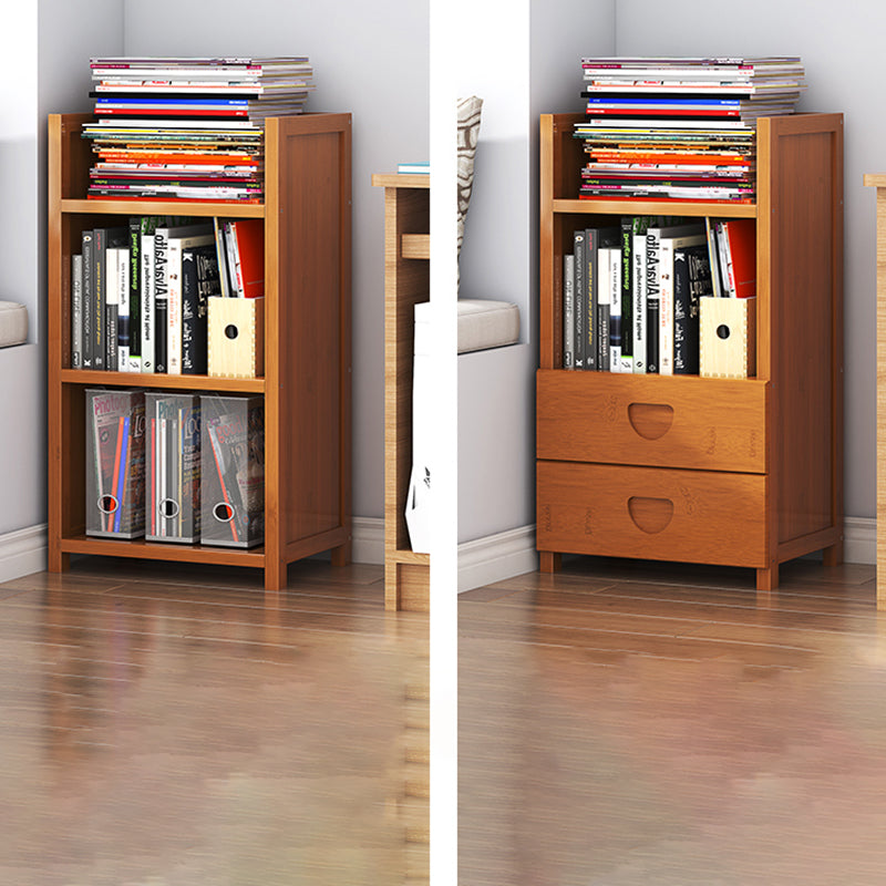 Closed Back Bamboo Bookshelf Contemporary Vertical Bookcase for Home