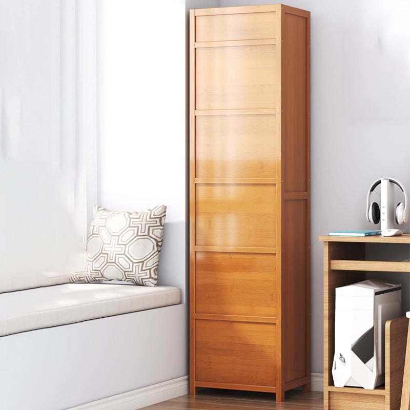 Closed Back Bamboo Bookshelf Contemporary Vertical Bookcase for Home