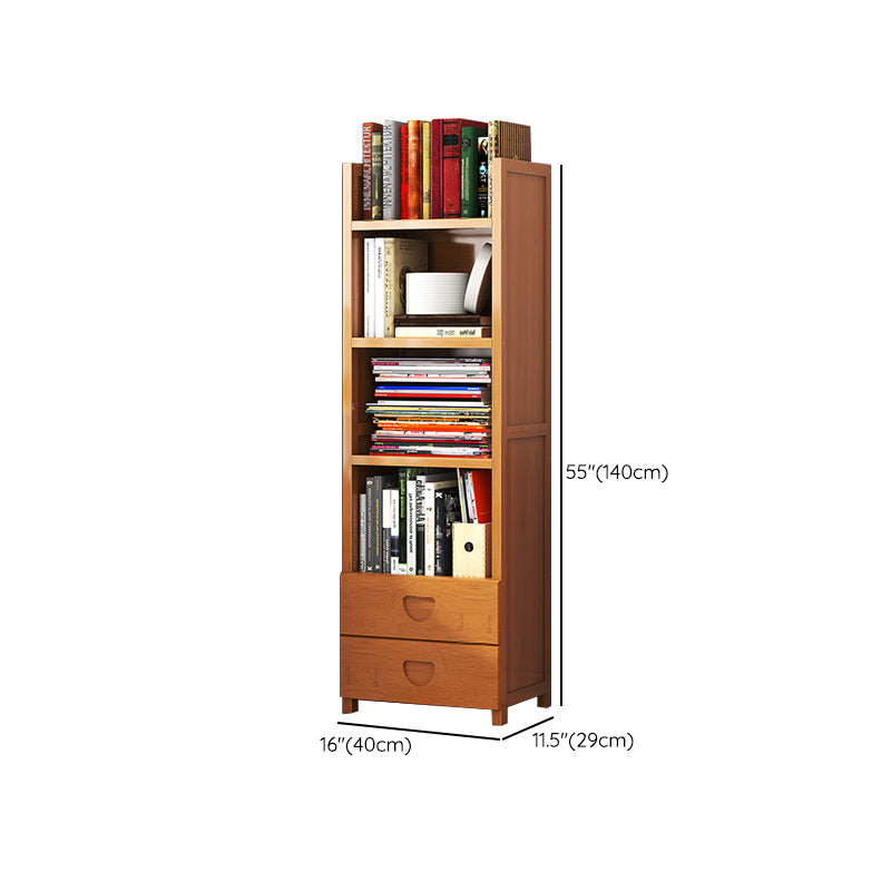 Closed Back Bamboo Bookshelf Contemporary Vertical Bookcase for Home