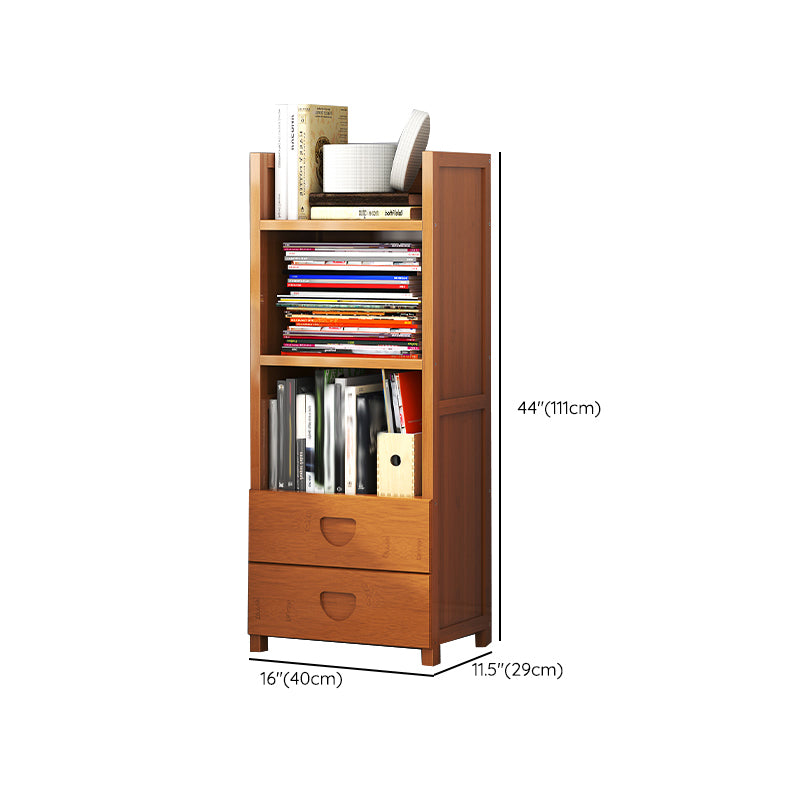 Closed Back Bamboo Bookshelf Contemporary Vertical Bookcase for Home