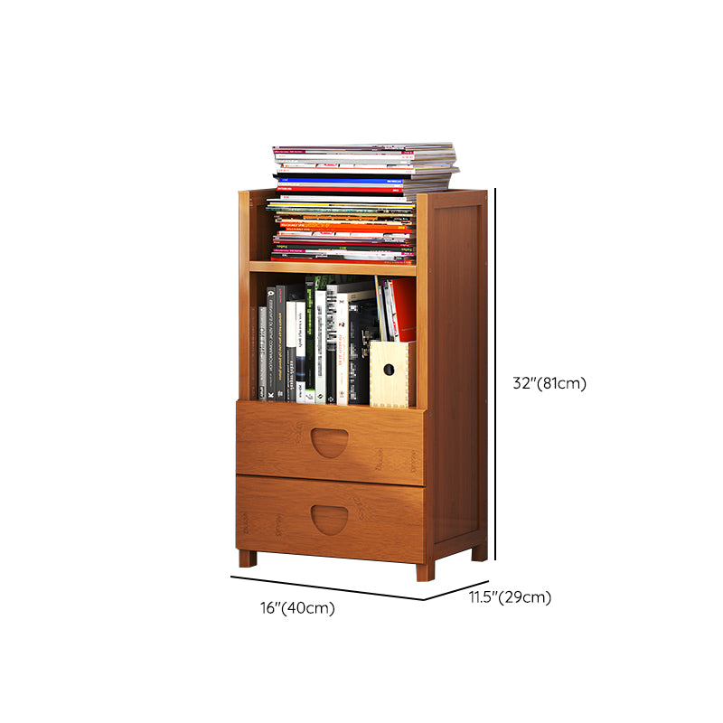 Closed Back Bamboo Bookshelf Contemporary Vertical Bookcase for Home