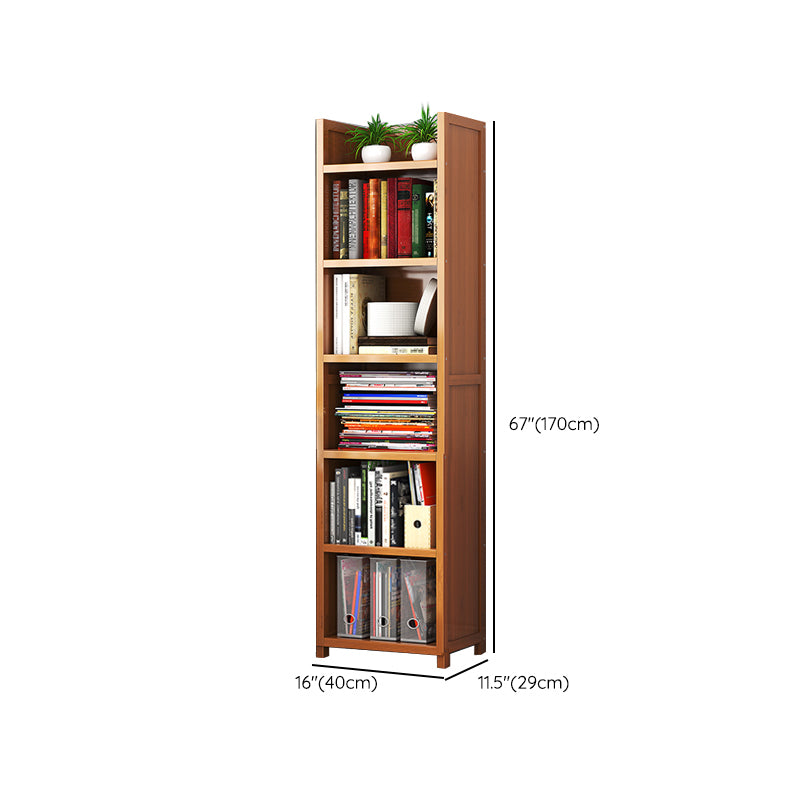 Closed Back Bamboo Bookshelf Contemporary Vertical Bookcase for Home