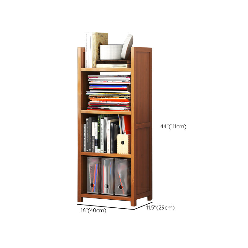 Closed Back Bamboo Bookshelf Contemporary Vertical Bookcase for Home