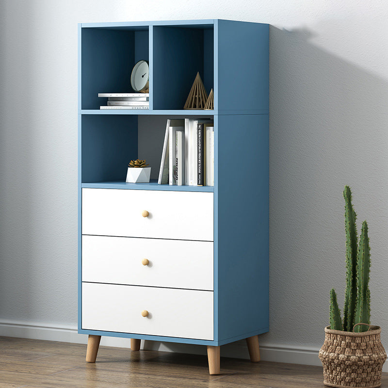 Engineered Wood Bookcase Standard Contemporary Bookshelf with Drawers