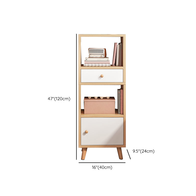 Engineered Wood Bookcase Standard Contemporary Bookshelf with Drawers