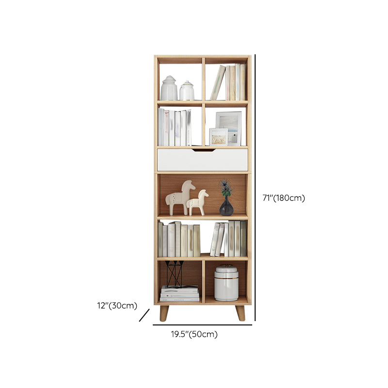 Engineered Wood Bookcase Standard Contemporary Bookshelf with Drawers