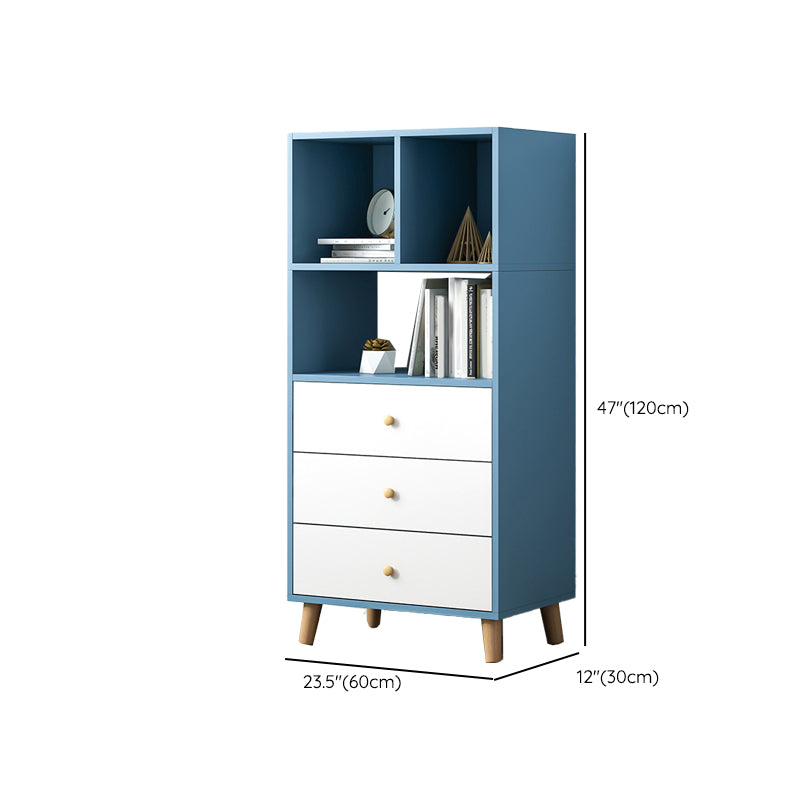 Engineered Wood Bookcase Standard Contemporary Bookshelf with Drawers