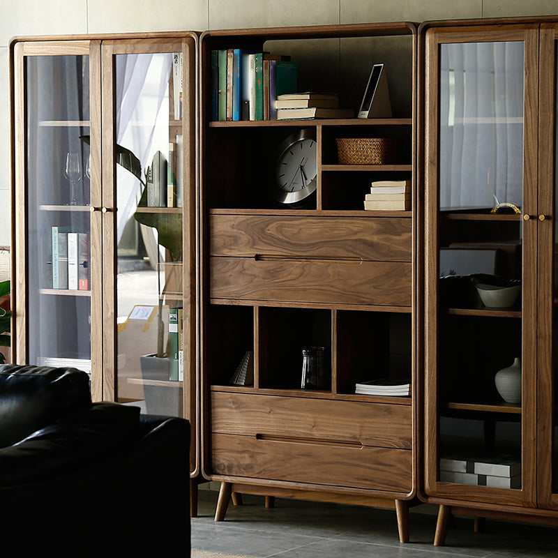 Modern Style Indoor Bookshelf Standard Solid Wood Bookcase with Shelves