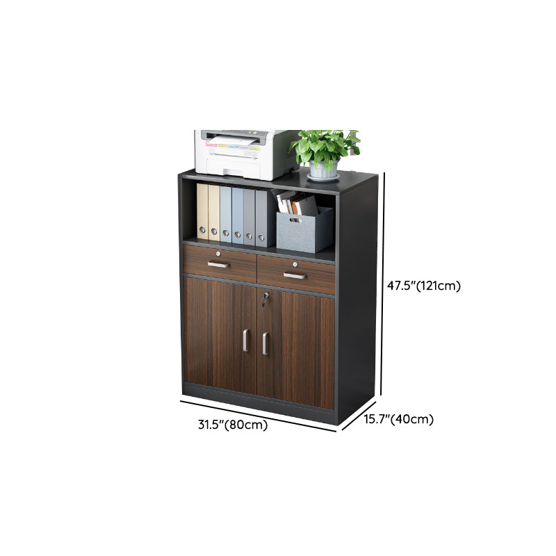 Modern Storage File Cabinet Wooden Frame Key Locking Filing Cabinet