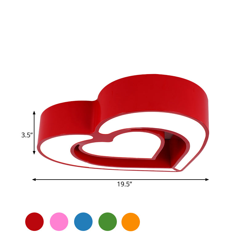 Loving Heart Ceiling Flush Mount Contemporary Acrylic Blue/Red/Pink LED Flush Light for Bedroom