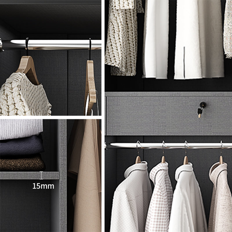 Modern Bedroom Wardrobe Wooden Storage Cabinet with Sliding Doors